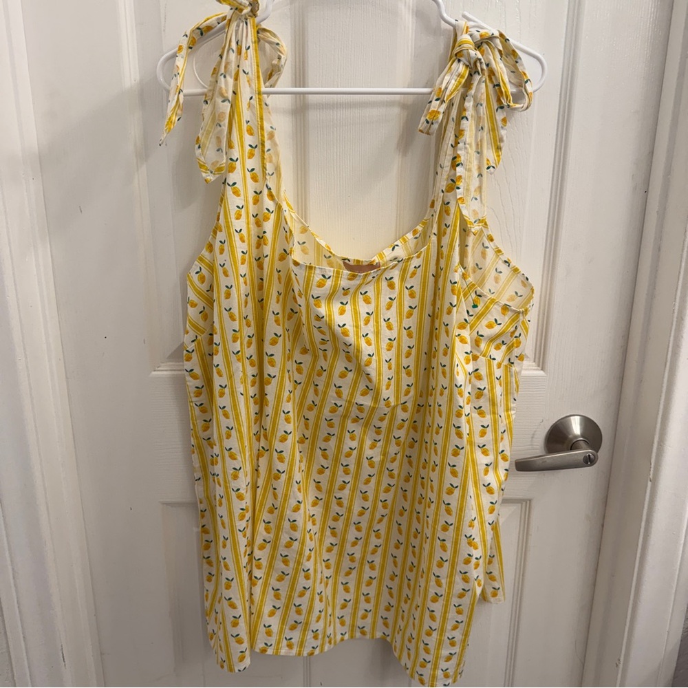 NWT Show Me Your MuMu Yellow Tie-Strap Floral Stripe Camisole